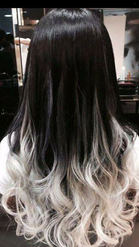 Black To White Ombre Hair, White Ombre Hair, Grey Ombre Hair, Dip Dye Hair, 얼굴 드로잉, Pretty Hair Color, Hair Stylies, Ombre Hair Color, Hair Color And Cut