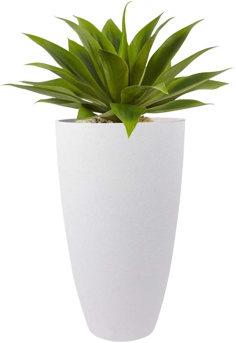 AmazonSmile: LA JOLIE MUSE Tall Planters Outdoor Indoor - 20 inch Modern White Flower Pots with Drainage Holes for Balcony Garden Patio Deck Pack 1: Home & Kitchen Tall Planters Outdoor, Planters Outdoor, White Flower Pot, Deck Planters, Pool House Designs, Tree Planters, Indoor Tree, Resin Planters, Large Flower Pots