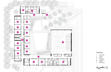 High School Architecture Projects, High School Floor Plan, Floor Plan School, School Site Plan, High School Architecture, School Floor Plan, High School Plan, Heritage School, High School Design