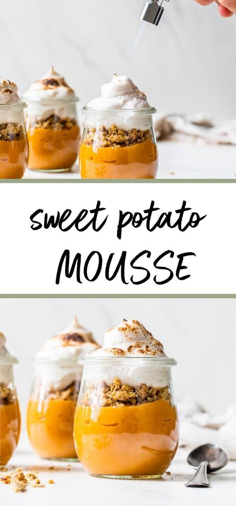 Sweet Potato Mousse Recipe, Cinnamon Raisin Granola Recipe, Potato Mousse, Vegan Sweet Potato Recipes, Sweet Potato Dessert Recipes, Whipped Sweet Potatoes, Sweet Potato Dessert, Sweet Potato Pudding, Sweet Potato Recipes Healthy