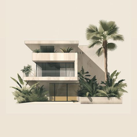 🌴 What is your fav sample? 1, 2, 3, or 4? For these samples I experimented with a fully illustrated style and tropical vegetation. I really liked the results: minimalist and aesthetic 🤌🏻 Villa Compound, Aesthetic Park, Tropical Vegetation, Architectural Illustration, Beach House Plans, Architectural Floor Plans, Home Library Design, Architecture Model Making, Architecture Poster