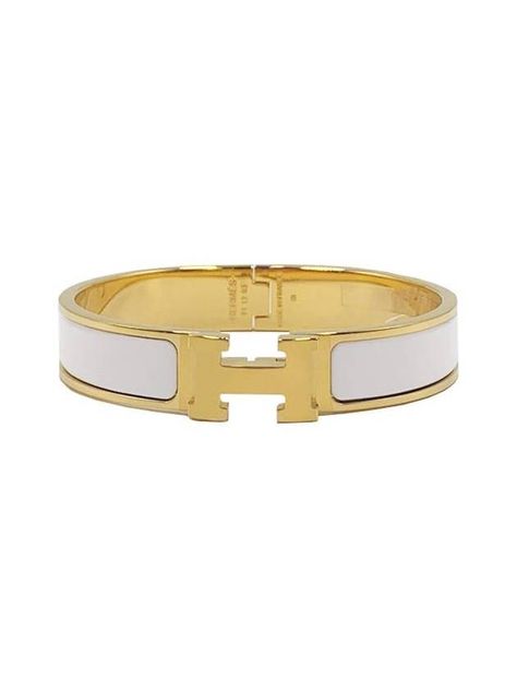 Gender: Women Brand: HERMES Product Name: Clic H Bracelet Gold Blanc Bags Alora Code: 84349844 Color: white Composition: Metal, Enamel Origin: France Features: Bangle Bracelet Designer Style ID H700001F 31 Hermes White Bracelet, White Hermes Bracelet, Stockholm Wishlist, Hermes Bracelet White, Rush Jewelry, Pretty Stacks, Unrealistic Wishlist, H Bracelet, Bday Wishlist