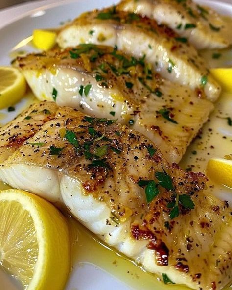 Stanley Tucci Recipes🍝🍛🌭🍕 | Zesty Lemon Butter Fish Fillet  | Facebook Lemon Butter Fish, Slow Cooker Quinoa, Butter Fish, Marinated Lamb, Fish Fillets, Ina Garten Recipes, Stanley Tucci, Lemon Butter, Easy Soups