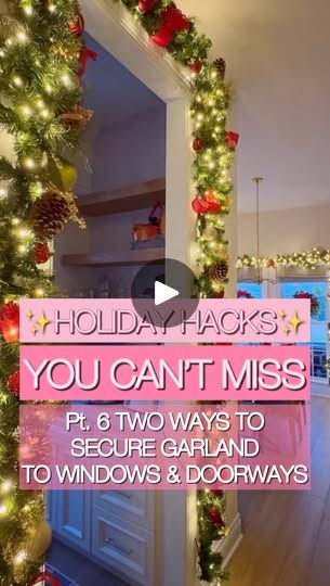 Christmas Decor Ideas For Doorway, How To Hang Garland Around Doorway, Holiday Hacks, Holiday Hack, Christmas Garlands, Christmas Hacks, Command Hooks, Christmas Decorations Rustic, Command Strips