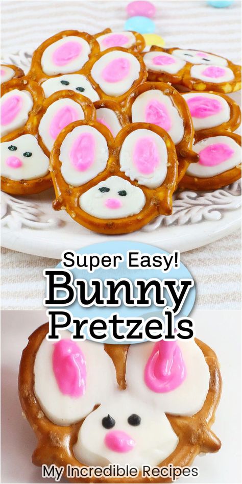 Bunny Pretzels, White Chocolate Almond Bark, Easter Pretzel, Holiday Entrees, Easter Basket Cake, Easter Bunny Cake, Easter Menu, Easter Desserts Recipes, Snack Craving