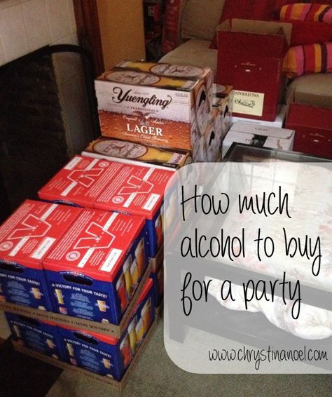 How Much Alcohol to Buy for a Party || www.chrystinanoel.com How Much Alcohol For A Party Of 50, Alcohol List For Party, Alcohol For Party Amount Of, How Much Alcohol For A Party, Liquor List, 25th Birthday Party, My 25th Birthday, 25th Birthday Parties, Alcholic Drinks