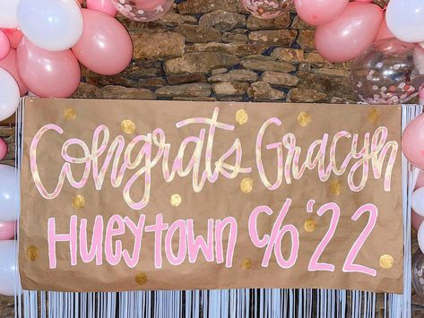 Graduation Banners Diy, College Grad Party Decor, Grad Party Banner, Painted Banners, College Banner, Grad Party Theme, Painted Banner, College Grad Party, Graduation Party Signs