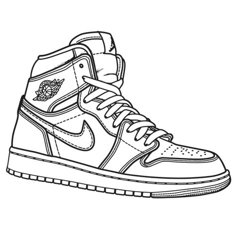 Jordan 1 Aesthetic, Jordan Drawing, Drawing Walking, Shoes Coloring, Ring Drawing, Shoes Vector, Shoes Png, Lace Drawing, Nike Art