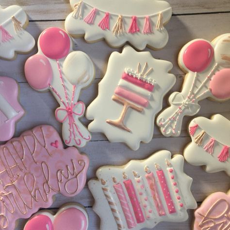 40th Birthday Decorated Cookies, Birthday Sugar Cookies Woman, Pink Birthday Cookies, 18th Birthday Cookies, Pink Sugar Cookies, Birthday Candle Cookies, Bday Cookies, Birthday Sugar Cookies, Giraffe Cookies