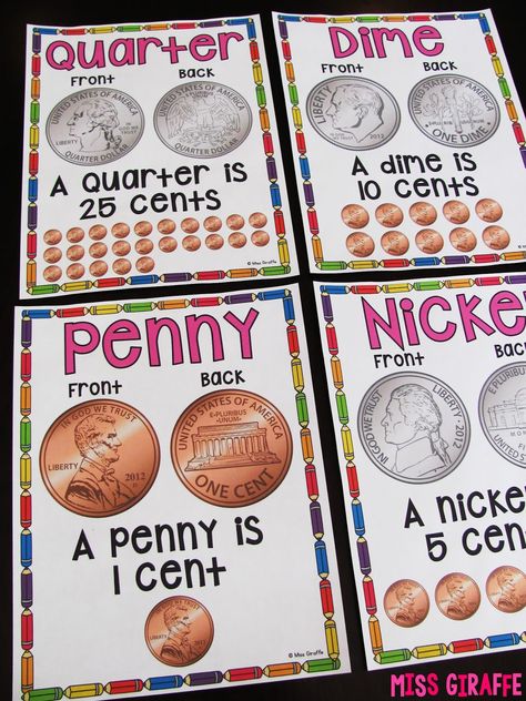 Money Lessons For Preschoolers, Kindergarten Money, Money Games For Kids, Money Kindergarten, Coin Identification, Math Money, Learning Money, Teaching Money, Money Activities