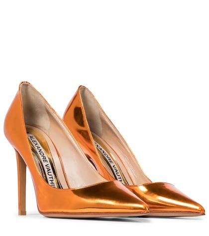 Exclusive To Mytheresa – Nadine Metallic Leather Pumps - Alexandre Vauthier | Mytheresa Orange Pumps, Orange Accessories, Metallic Orange, Festival Shoes, Orange Heels, Alexandre Vauthier, Wardrobe Update, Elegant Shoes, Metallic Leather