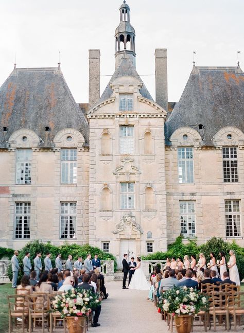 French Chateau Wedding with an Organic Twinkle Lit Tablescape #destinationweddingvenues #elegantweddingdecor indoorweddinglighting French Chateau Wedding Inspiration, Wedding Ceremony Layout, Ceremony Layout, French Chateau Weddings, French Chateau Wedding, Wedding Ideas Outdoor, Backdrops Wedding, Parisian Wedding, Wedding In France