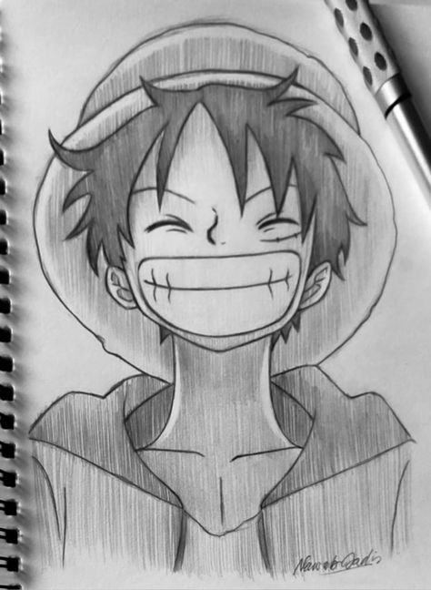 How To Draw One Piece Characters, Luffy Art Drawing, Luffy Drawing Sketch, Luffy Drawings, One Piece Drawing Easy, Anime Pen Sketch, Drawings Of Places, Monkey D Luffy Drawing, Luffy Sketch