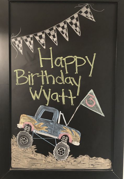 3rd Birthday Monster Truck Theme, Monster Truck Bash Birthday Party, Monster Truck Third Birthday, 4th Birthday Monster Truck Theme, Monster Truck Chalkboard Sign, Monster Jam Birthday, Lincoln Birthday, Monster Trucks Birthday Party, Monster Truck Party