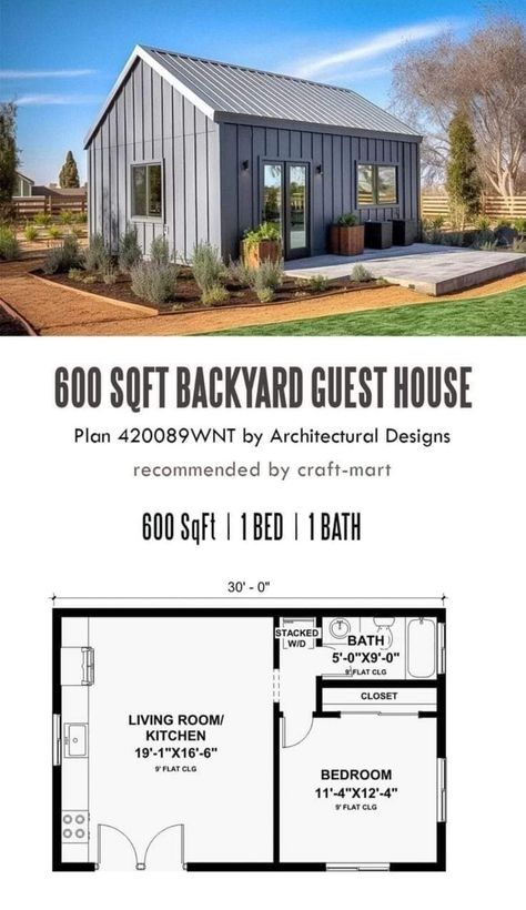 700 Sq Ft Adu, Adu House Tiny Homes, Garden Suites House Plans, Adu Layout Ideas, Tiny Home Community Layout, Adu Units, Guest House Floor Plan, Casitas Guest House, 600 Sq Ft House Plans