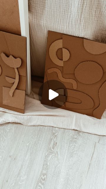 Cardboard Box Ideas For Kids, Cardboard Cutout Art, Large Art Diy, Cardboard Boxes Kids, Cardboard Canvas, Art On Cardboard, Foam Boards, Cardboard Painting, Old Picture Frames