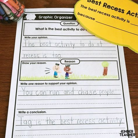 Opinion Writing - Worksheets and ideas to get primary learners to write their opinions. Kindergarten Opinion Writing, Writing A Mystery, Opinion Writing Kindergarten, Writing In Kindergarten, Fall Kindergarten Activities, Writing Kindergarten, Recess Activities, Kindergarten Thanksgiving, Writing Center Kindergarten