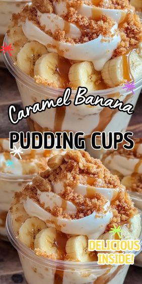 Caramel Banana Pudding Cups Caramel Banana Pudding Cups, Banana Pudding Cups Recipe, Strawberry Banana Pudding Cups, Caramel Banana Pudding, Banana Pudding Cups, Creamy Banana Pudding, Pudding Cup Recipes, Pudding Flavors, Caramel Pudding