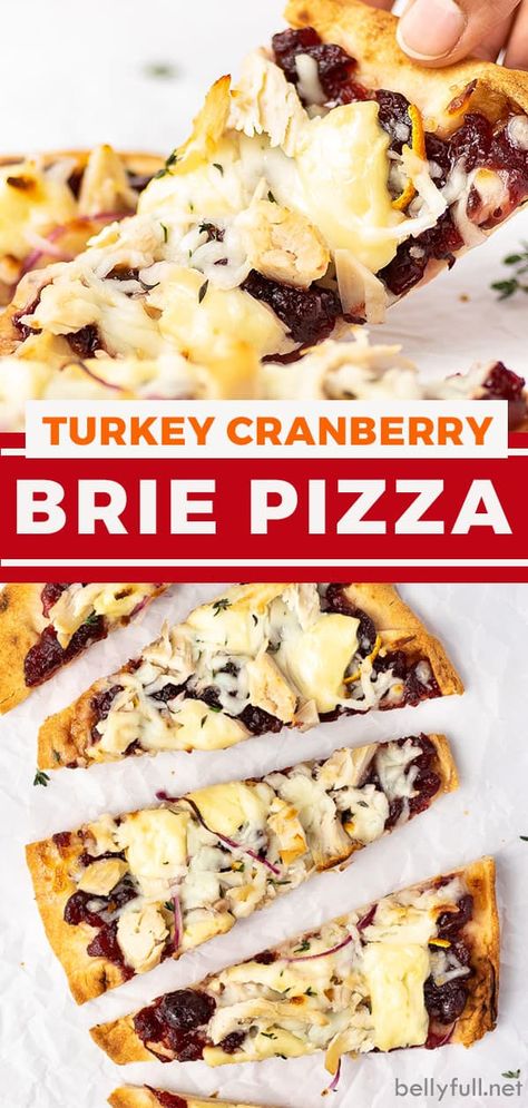 Turkey And Cranberry Pizza, Thanksgiving Pizza Recipe, Cranberry Cheese Dip, Turkey Flatbread, Pizza Variations, Cranberry And Brie, Blue Cheese Pizza, Naan Bread Pizza, Naan Pizza Recipes