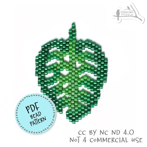 Excited to share this item from my #etsy shop: PDF Pattern, Monstera Adansonii/Swiss cheese brick stitch seed bead earrings. Bead Knitting, Miyuki Beads Pattern, Monstera Adansonii, Beaded Leaf, Brick Stitch Earrings, Brick Stitch Pattern, Bead Weaving Patterns, Seed Bead Tutorial, Beaded Earrings Patterns