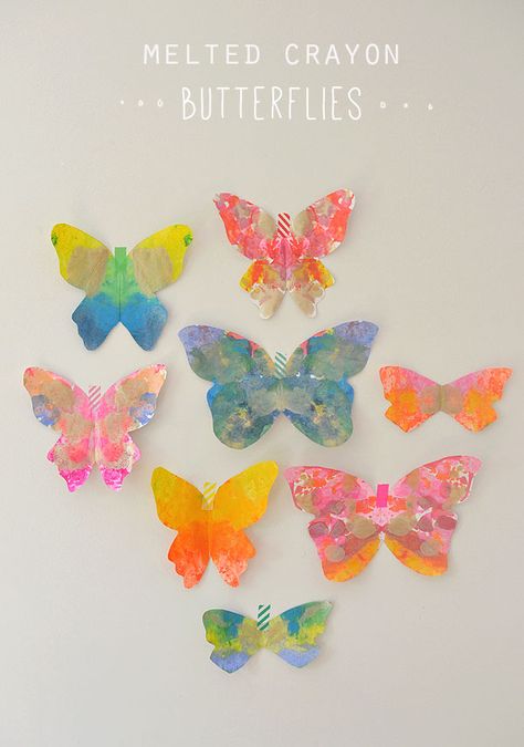 Make these gorgeous butterflies from melted crayon shavings and printable butterfly sheets. Preschool Bugs, Gorgeous Butterflies, Butterfly Sheets, Printable Butterfly, Crayon Crafts, Diy Summer Crafts, Care Homes, Character Design Cartoon, Crayon Art Melted