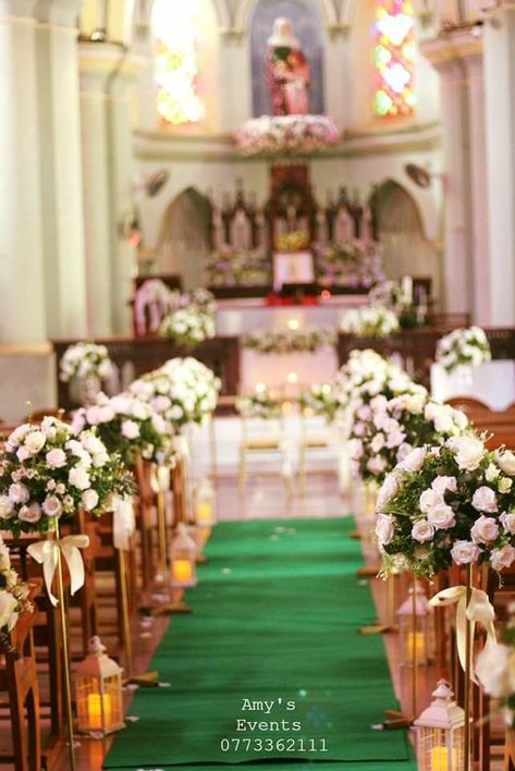 Church wedding simple and elegant Wedding Isles Decoration Church, Church Wedding Decorations Elegant, Simple Church Wedding Decorations, Church Decorations Wedding, Dekor Nikahan, Rustic Church Wedding, Literature Wedding, Church Wedding Decorations Aisle, Simple Church Wedding