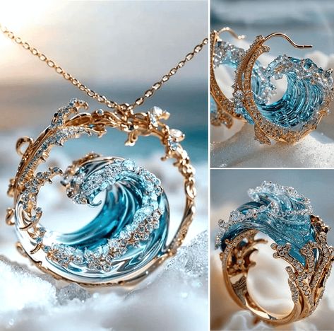 🔥LAST Sale 50% OFF - 🌊Ocean's Oath Jewelry Set Marine Jewelry, Necklace Packaging, Ocean Necklace, Art Jewelry Design, Waves Crashing, Ocean Jewelry, Be Okay, It's Okay, Open Design