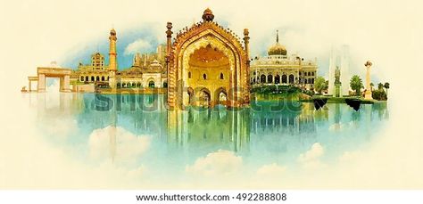 Lucknow City High Resolution Panoramic Water Stock Illustration 492288808 | Shutterstock Lucknow City, Healthy Food Packaging, City Vector, Color Illustration, Art Decor Diy, Building Art, Architecture Illustration, City Landscape, Creative Ads