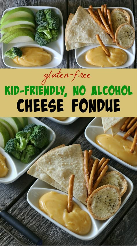 Gluten-free Cheese Fondue (non-alcoholic) Fondue Recipes For Kids, Kid Friendly Cheese Fondue, Cheese Fondue For Kids, Kids Fondue Party, Kid Friendly Fondue Recipes, Kid Friendly Fondue, Fondue For Kids, Kids Fondue, Cheese Fondue Dippers