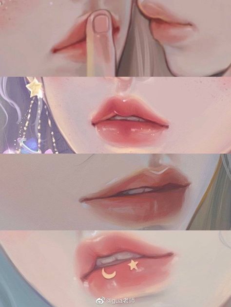 Anime Lips, Lip Drawing, Digital Art Beginner, Lips Drawing, Digital Painting Tutorials, Dessin Adorable, Digital Art Anime, Lip Art, Anime Drawings Tutorials