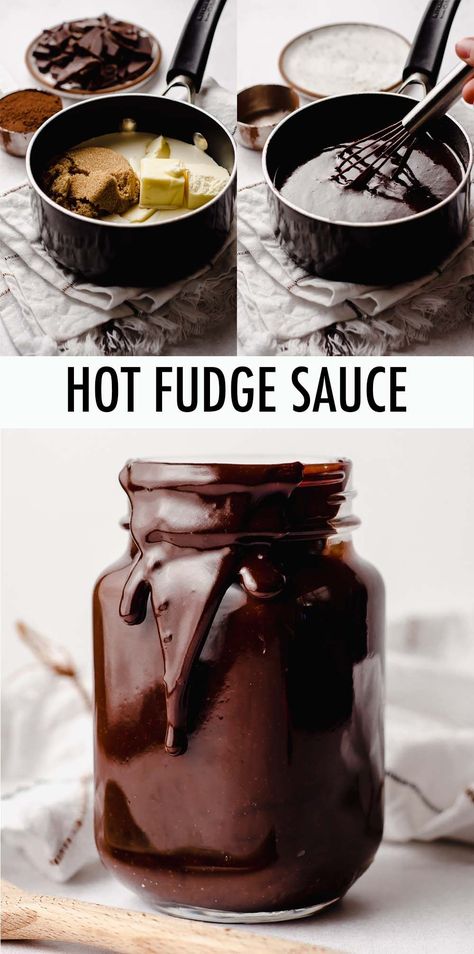 You only need five major ingredients and less than 10 minutes to make your own rich and thick hot fudge sauce at home. Use as an ice cream topping, on top of your favorite baked goods, or to make chocolate milk or hot chocolate! This homemade hot fudge sauce recipe is sure to be a family favorite. | hot fudge sauce recipe cocoa | hot fudge sauce recipe easy | homemade hot fudge sauce cocoa | how to make hot fudge sauce easy | how to make hot fudge sauce homemade Homemade Hot Fudge Sauce, Fudge Topping, Chocolate Fudge Topping, Homemade Chocolate Fudge, Homemade Hot Fudge, Chocolate Fudge Sauce, Autumn Baking, Fudge Ingredients, Hot Fudge Sauce