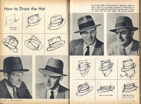 Hat drawing tutorial. A must need for every tut lover. Drawing Hats, Hat Drawing, Hat Tutorial, Trendy Hat, Men's Hats, Guy Drawing, Woman Drawing, Drawing Clothes, Character Design References