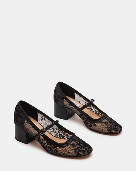 Whimsical Shoes, Kitten Heel Slingbacks, Mary Jane Shoe, Black Dresses Classy, Steve Madden Store, Mary Jane Heels, 2 Inch Heels, Heeled Loafers, Mary Jane Shoes