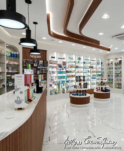 Pharmacy Design Interior Modern, Aesthetic Pharmacy, Pharmacy Aesthetic, Pharmacy Interior, Pharmacy Decor, Service Counter, Pharmacy Store, Pharmacy Design, Architectural Practice