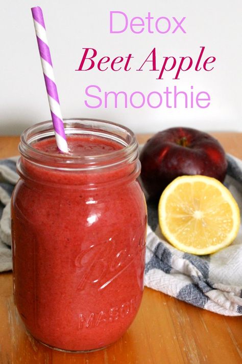 Detox Beet Apple Smoothie Beets Smoothie Recipes, Apple Smoothie, Juice Cleanse Recipes, Beet Smoothie, Green Detox Smoothie, Detox Juice Recipes, Healthy Green Smoothies, Summer Smoothies, Smoothie Detox