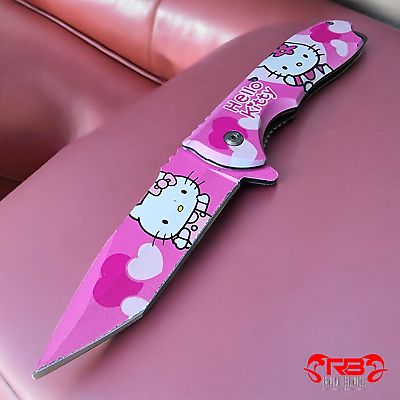 8" PINK Hello Kitty SPRING ASSISTED FOLDING POCKET KNIFE Blade Assist Open | eBay Hello Kitty Knife, Hello Kitty Pocket Knife, Pink Knife, Pink Pocket Knife, Knife Aesthetic, Design Visual, Collectible Knives, Folding Pocket Knife, Pink Hello Kitty