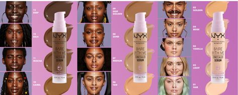 Easy Application: Get undetectable, mess-free medium coverage in one pump for dark circles, acne, blemishes, redness, irritation and dry patches with this vegan formula featuring tremella mushroom, cica, and green tea Nyx Bare With Me Concealer, Nyx Bare With Me, Bare With Me Concealer Serum, Nyx Eyebrow Gel, Nyx Micro Brow Pencil, Gel Eyeshadow, Foundation Palette, Skincare Serum, Skin Patches