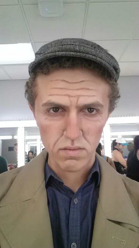 Old man make-up straight on Old Man Makeup, Old Man Costume, Old Age Makeup, Makeup Wrinkles, Aging Makeup, Old Man Face, Theatre Makeup, Natural Red Hair, Theatrical Makeup