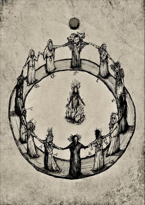 Witch Circle Aesthetic, Summoning Circle Aesthetic, Witch Circle Tattoo, Satanic Circle, Circle Of Witches, Witch Circle, Witches Circle, Witchcraft Art, White Witchcraft