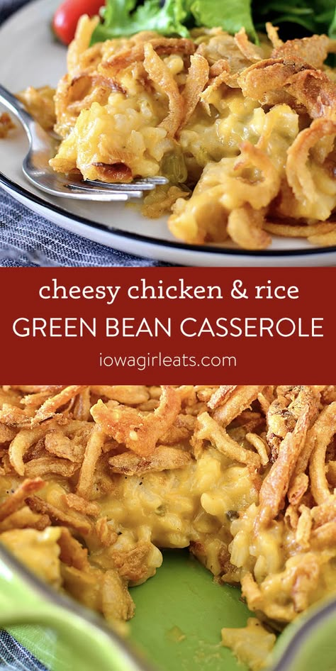 Cheesy Casserole Recipes, Cheesy Chicken And Rice, Cheesy Chicken Rice, Cozy Cook, Favorite Casseroles, Cheesy Casserole, Iowa Girl Eats, Green Bean Casserole, Chicken And Rice