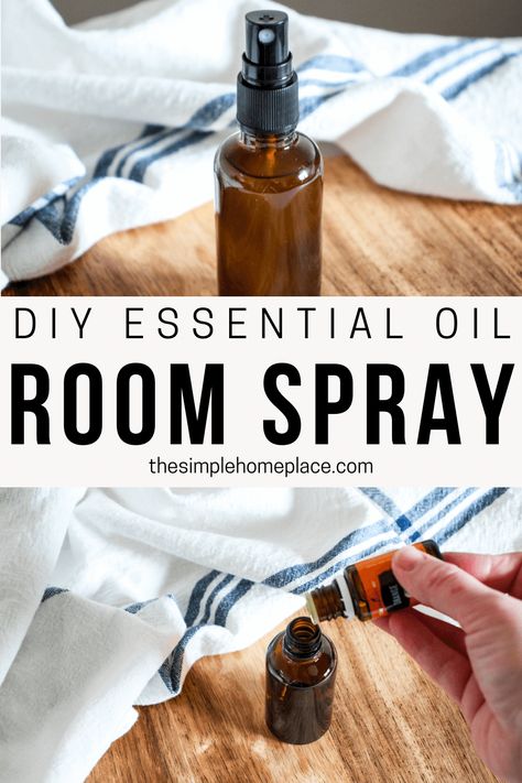 How to Make DIY Room Spray with Essential Oils - The Simple Homeplace Room Spray With Essential Oils, Homemade Room Spray, Essential Oil Room Spray, Room Spray Recipe, Amber Spray Bottle, Diy Room Spray, Easy Gift Idea, Homemade Air Freshener, Laundry Scent Boosters