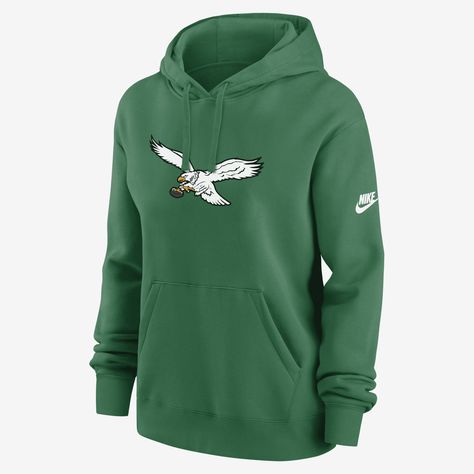 Perfect for late-night games, the Philadelphia Eagles Club Hoodie features a soft cotton-polyester blend and team graphics to help provide a bold, comfortable layer in cooler temperatures. Philadelphia Eagles Gear, Eagles Sweatshirt, Nfl Sweatshirt, Eagles Hoodie, Philadelphia Eagles Logo, Eagles Team, Eagles Logo, Nfl Philadelphia Eagles, Nike Classic