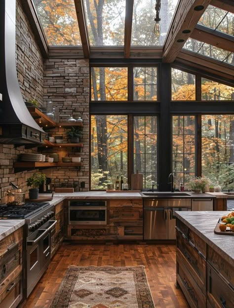 Rustic Cabin Kitchen Ideas, Rustic Modern Kitchen Ideas, Cabin Kitchen Ideas, Rustic Cabin Kitchen, Modern Rustic Cabin, Conservatory Kitchen, Modern Kitchen Ideas, Cabin Kitchen, Rustic Modern Kitchen