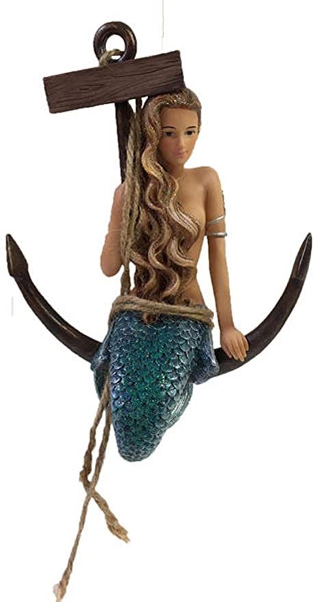 December Diamonds Mermaid Ornament - Great Catch Mermaid Sitting, Mermaid Christmas Ornaments, Mermaid Effect, Nautical Ornaments, Mermaid Statues, Mermaid Christmas, Mermaid Room, Mermaid Ornament, Hair Flow