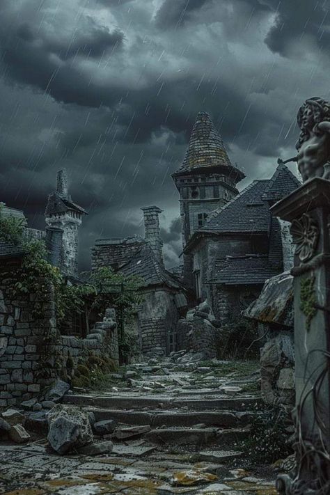 Gothic Setting, Vila Medieval, Warhammer Fantasy Roleplay, Dark Forest Aesthetic, Haunted Castle, Dark Pictures, Odaiba, Fantasy Story, Fantasy Places