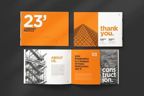 Company Profile Design Templates, Business Brochure Design, Company Portfolio, Proposal Design, Company Brochure, Construction Business, Proposal Templates, Custom Graphics, Business Presentation