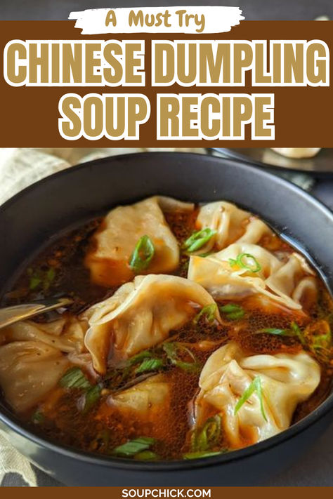 Chinese Dumpling Soup Recipe Bao Soup Dumplings, Simple Asian Soup Recipes, Easy Soup Dumpling Recipe, Asian Chicken Dumpling Soup, Dumplings In Soup, Asian Dumpling Soup Easy, Chinese Chicken Dumpling Soup, Dumpling Soup Broth, Asian Soup Crockpot