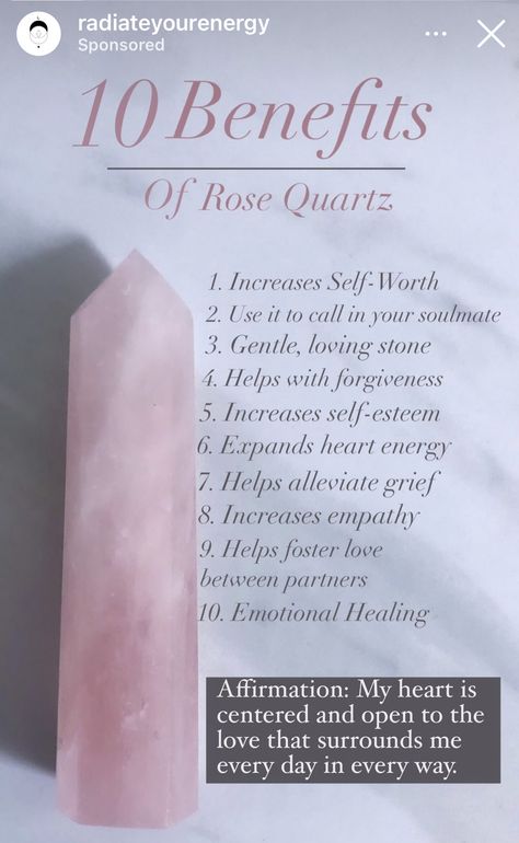 Rose Quartz Affirmation Crystal Healing, Rose Quartz Affirmation, Rose Quartz Crystal Meaning, Quartz Crystal Meaning, Crystal Healing Chart, Spiritual Journals, Healing Affirmations, Orgone Energy, Spirit Quartz