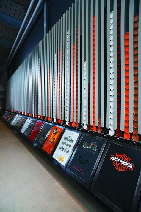 Harley Davidson Museum gift shop- t-shirt storage/ display Tshirt Display Ideas Retail Store Design, Tshirt Display Ideas Retail, T Shirt Storage, Shirt Storage, Harley Davidson Store, T-shirt Display, T-shirt Photography, Harley Davidson Museum, Store Experience