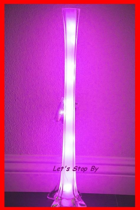 Eiffel Tower Centerpiece, Purple Led Lights, Magenta Wedding, Eiffel Tower Vases, Tower Vase, Lighted Centerpieces, Vase Centerpiece, Vase Decoration, Gatsby Party